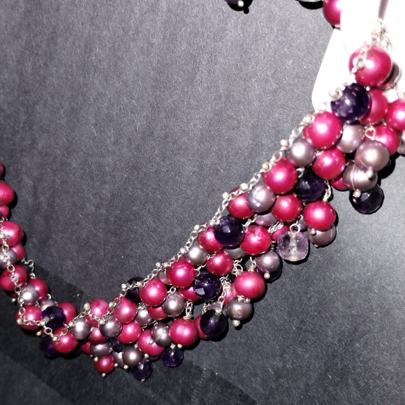 Vintage handmade 925 silver with glass beads and fresh water pearls - Picture 2 of 9